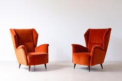 Fratelli Rizzi  pair of armchairs with high backrest