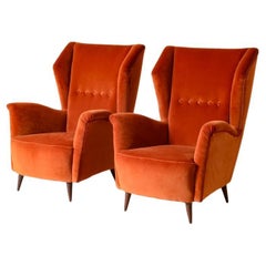 Fratelli Rizzi  pair of armchairs with high backrest