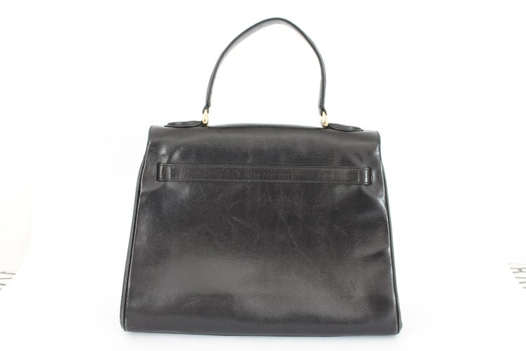 Fratelli Rossetti Black Leather Rigid Doctor Handbag 1980s For Sale at ...