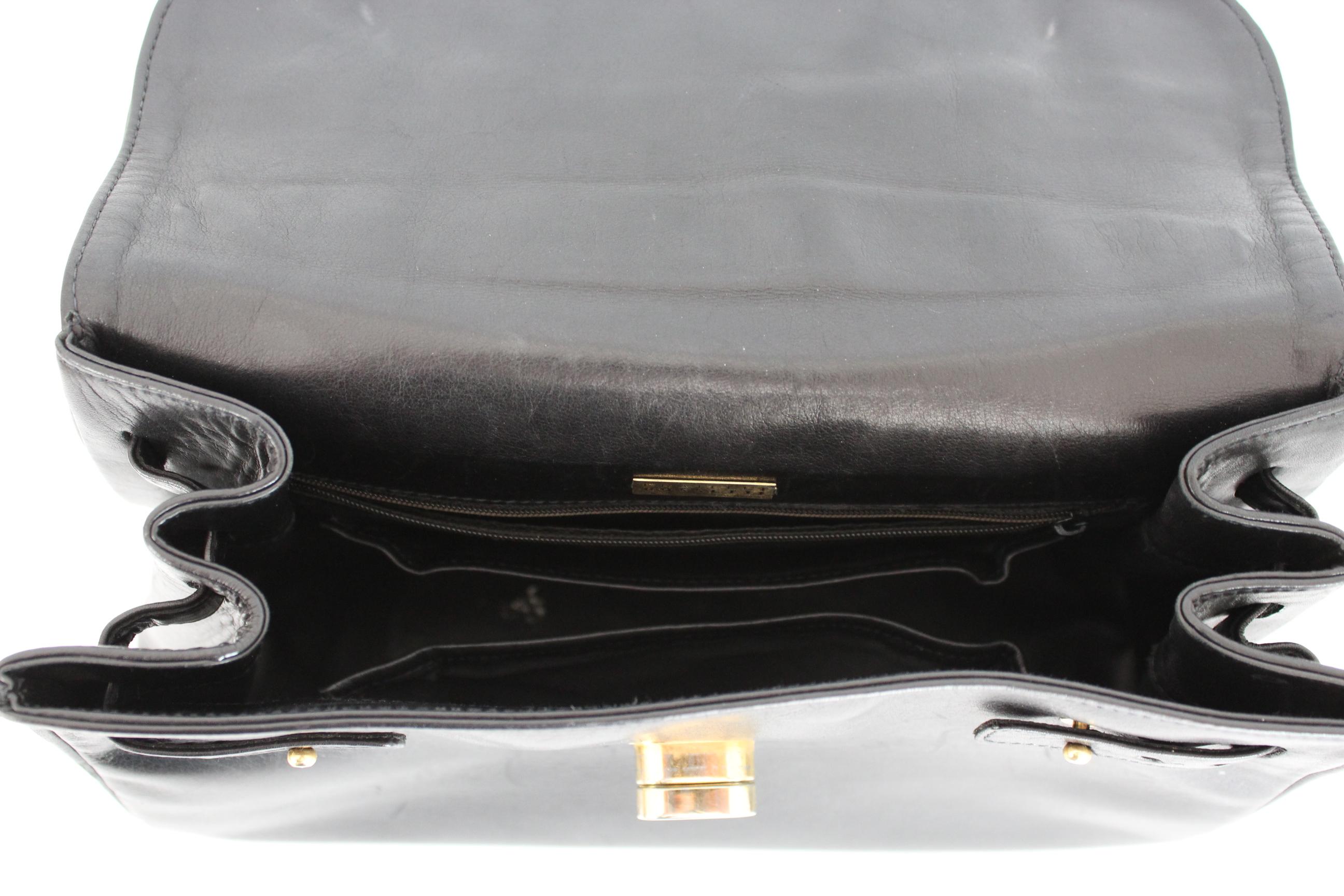 leather bag black rigid