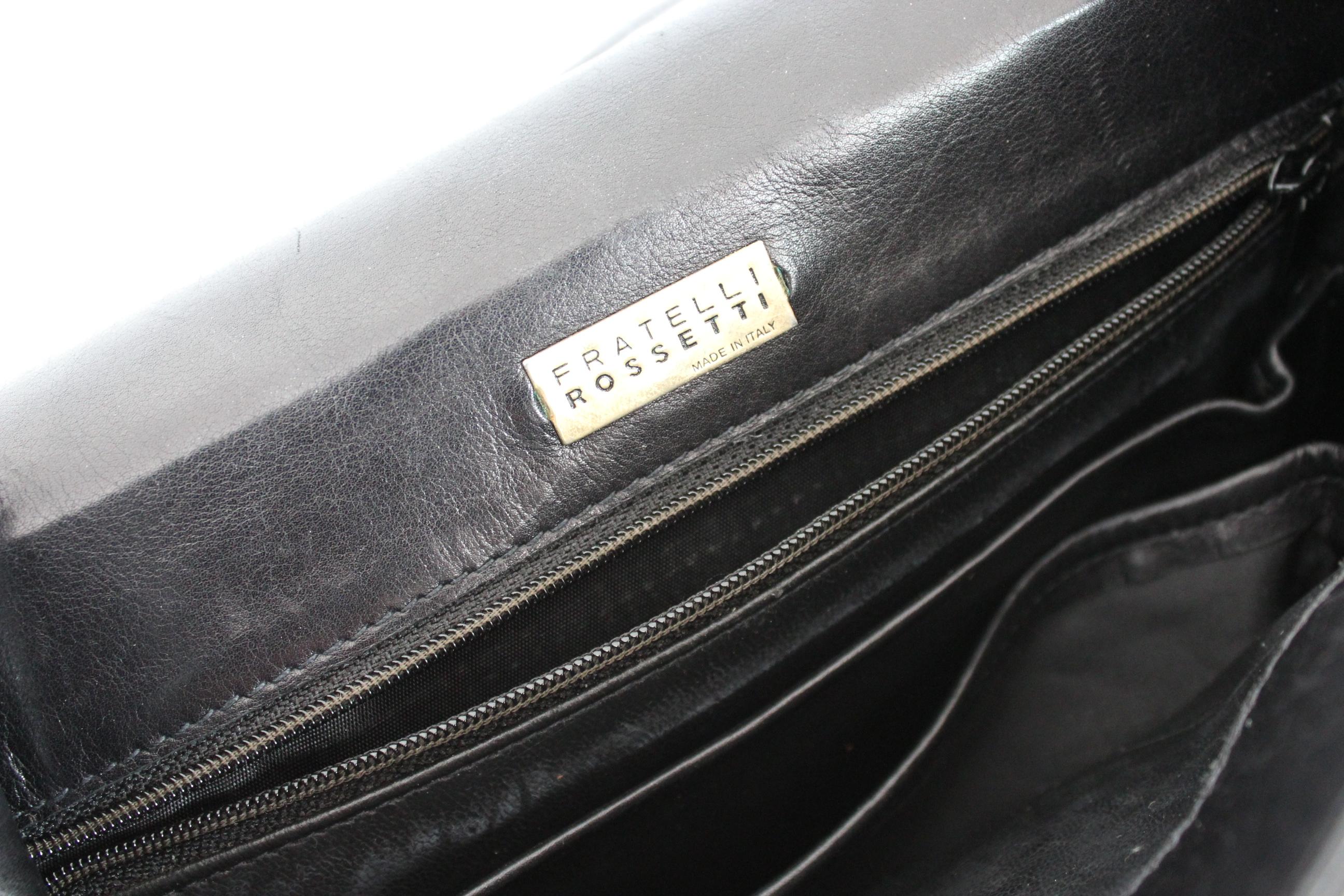 Fratelli Rossetti Black Leather Rigid Doctor Handbag 1980s 1