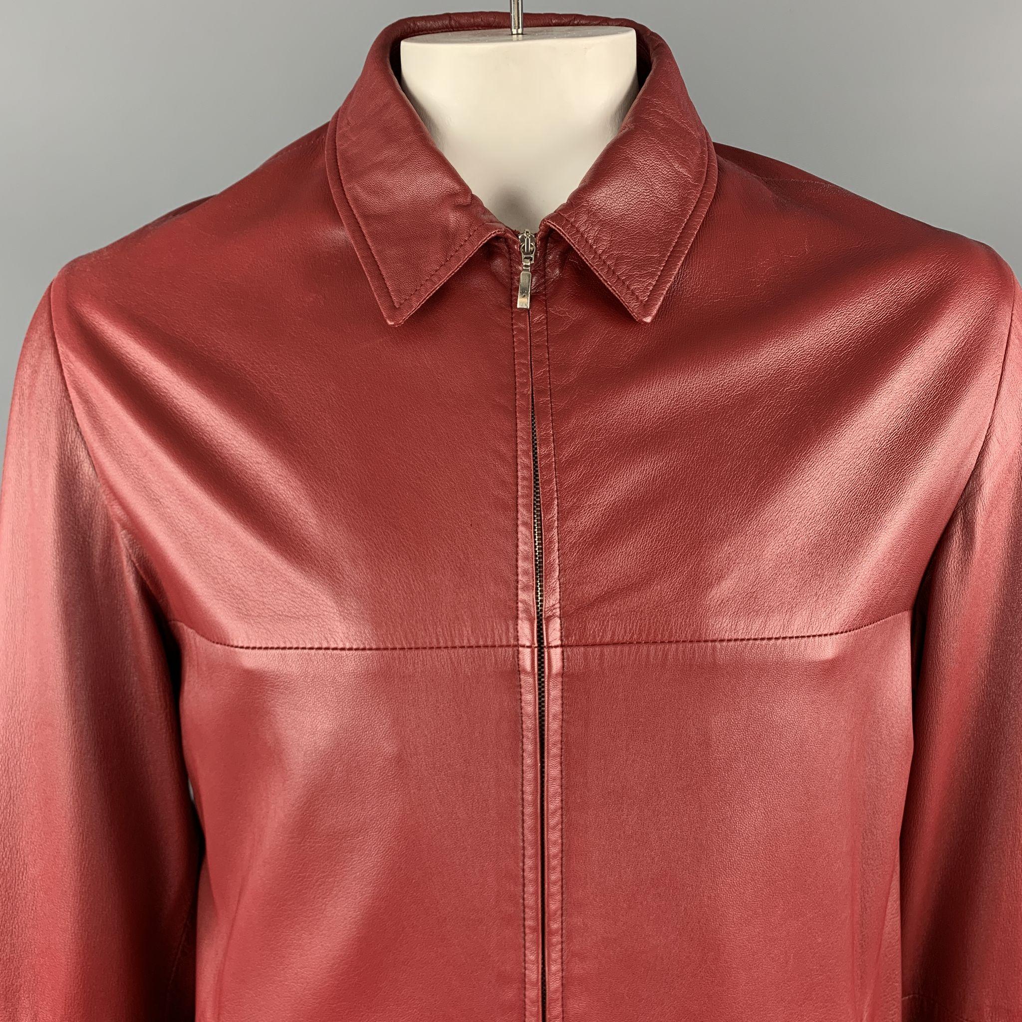 FRATELLI ROSSETTI Jacket comes in a red leather featuring contrast stitching details, slit pockets, and a full zip closure. 

Very Good Pre-Owned Condition.
Marked: (No Sized Marked)

Measurements:

Shoulder: 19 in.
Chest: 44 in. 
Sleeve: 24.5