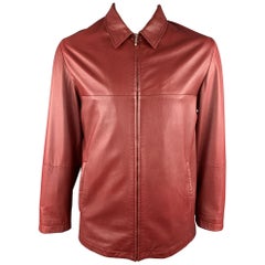 FRATELLI ROSSETTI L Red Leather Full Zip Jacket