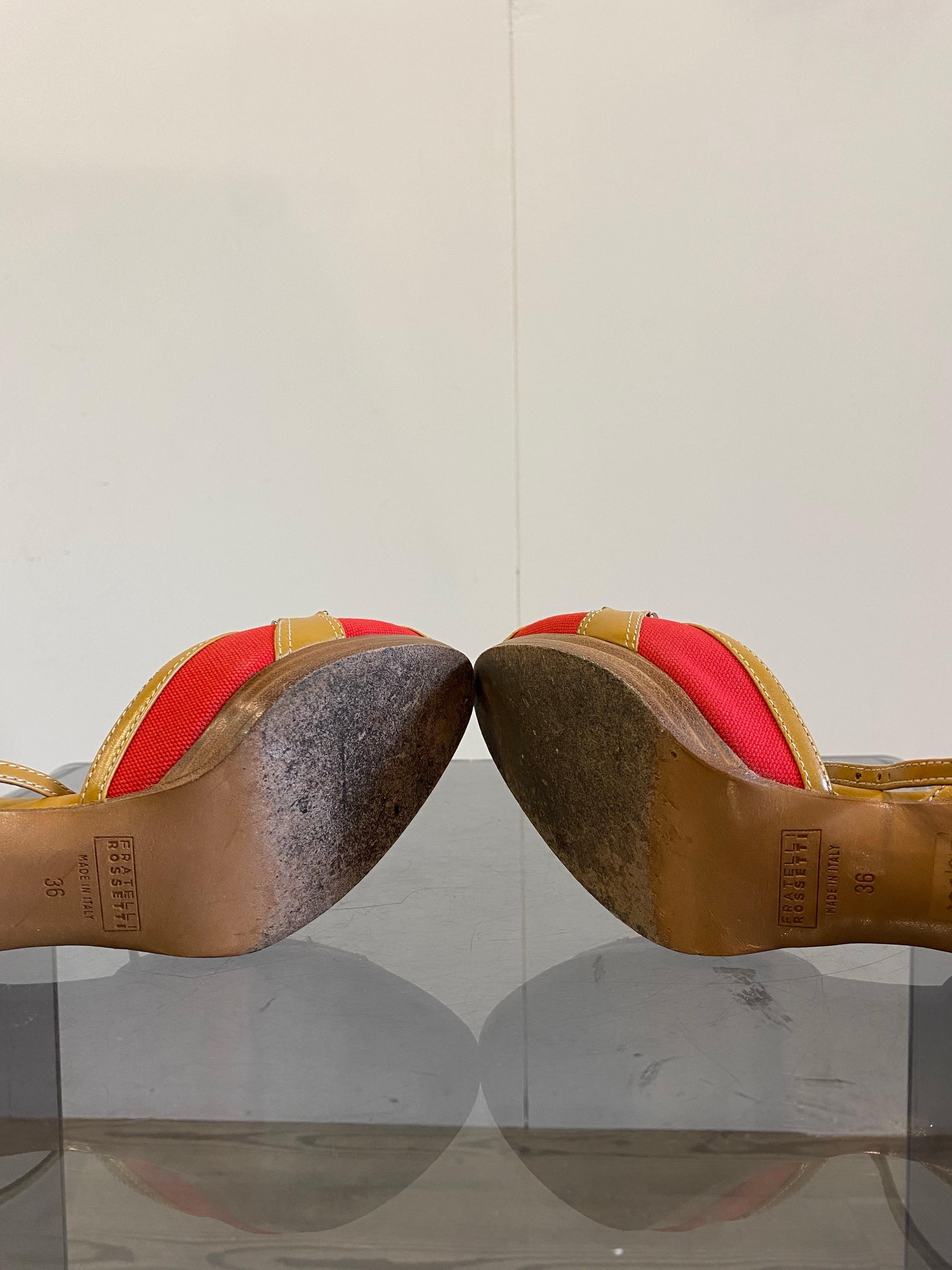Fratelli Rossetti red and ochre sandals For Sale 1