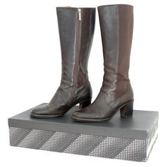 Fratelli Rossetti Hohe braune Lederstiefel mit Box 2000s Absatz