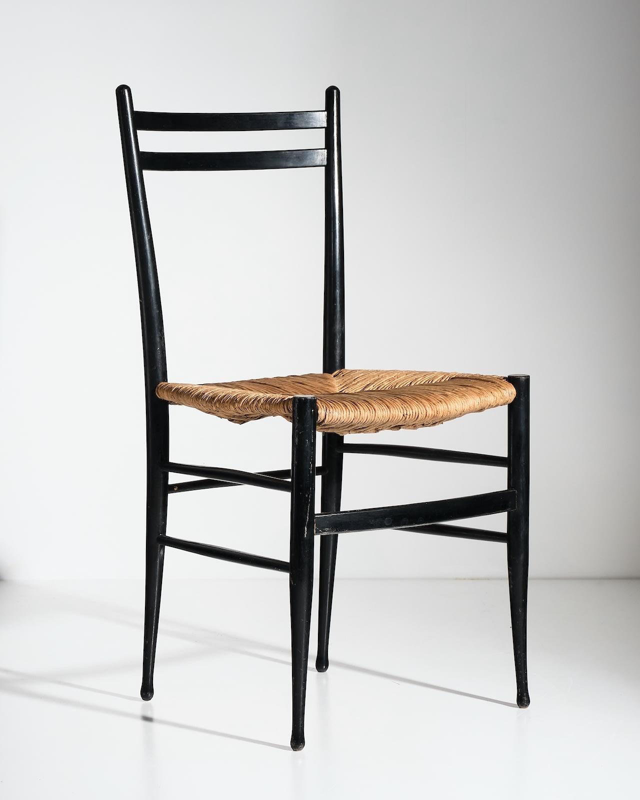 c.1960s
Sièges en bois de Beeche et en jonc
H84 x W44 x D42 cm
