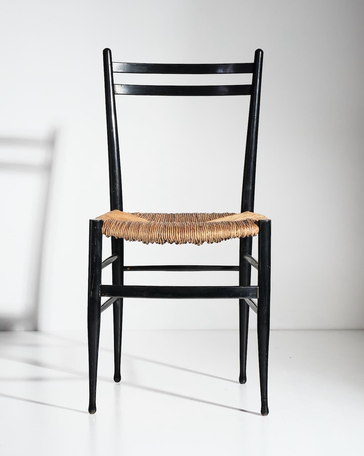 Mid-Century Modern Fratelli Spinetto, ensemble de six chaises Chiavarine en vente