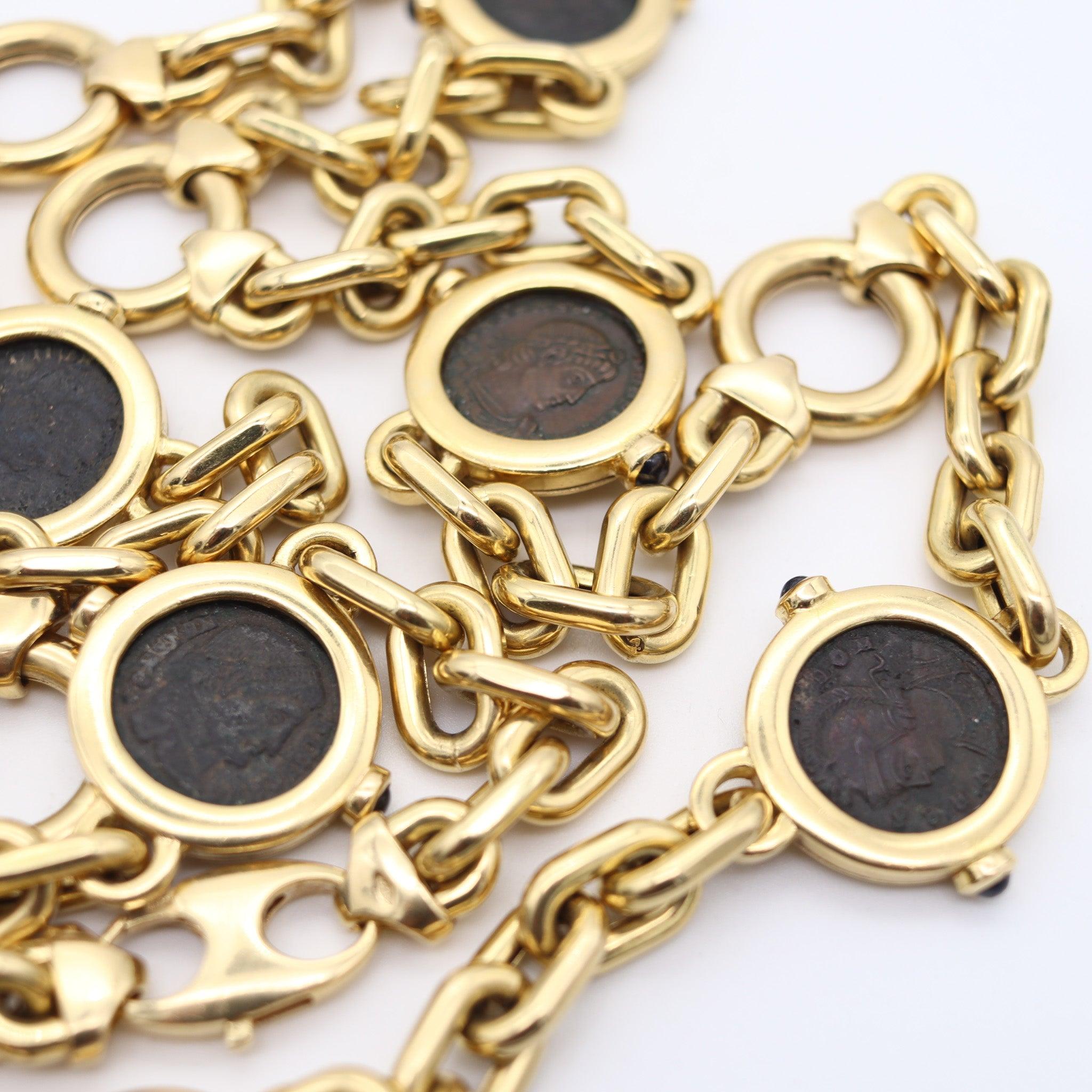 FRATELLI TERZIANI 330 av. J.-C. Collier station de pièces romaines en or jaune massif 18 carats en vente 2