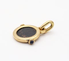 FRATELLI TERZIANI Roman 320 AD Constantine Coin Pendant 18Kt Gold & Sapphires