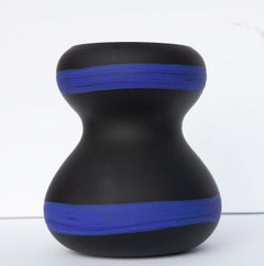 Vaso di Murano dei Fratelli Tosa, metà del secolo scorso, color ebano e blu azzurro
