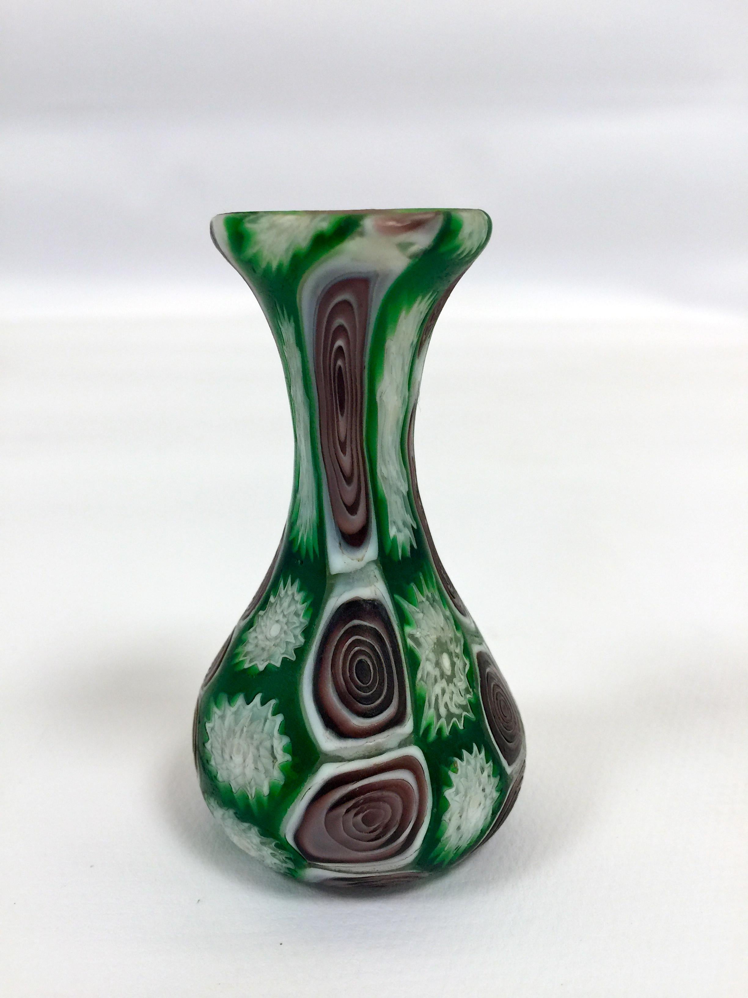 Fratelli Toso 1900 multi-color murrini vase in Murano glass.