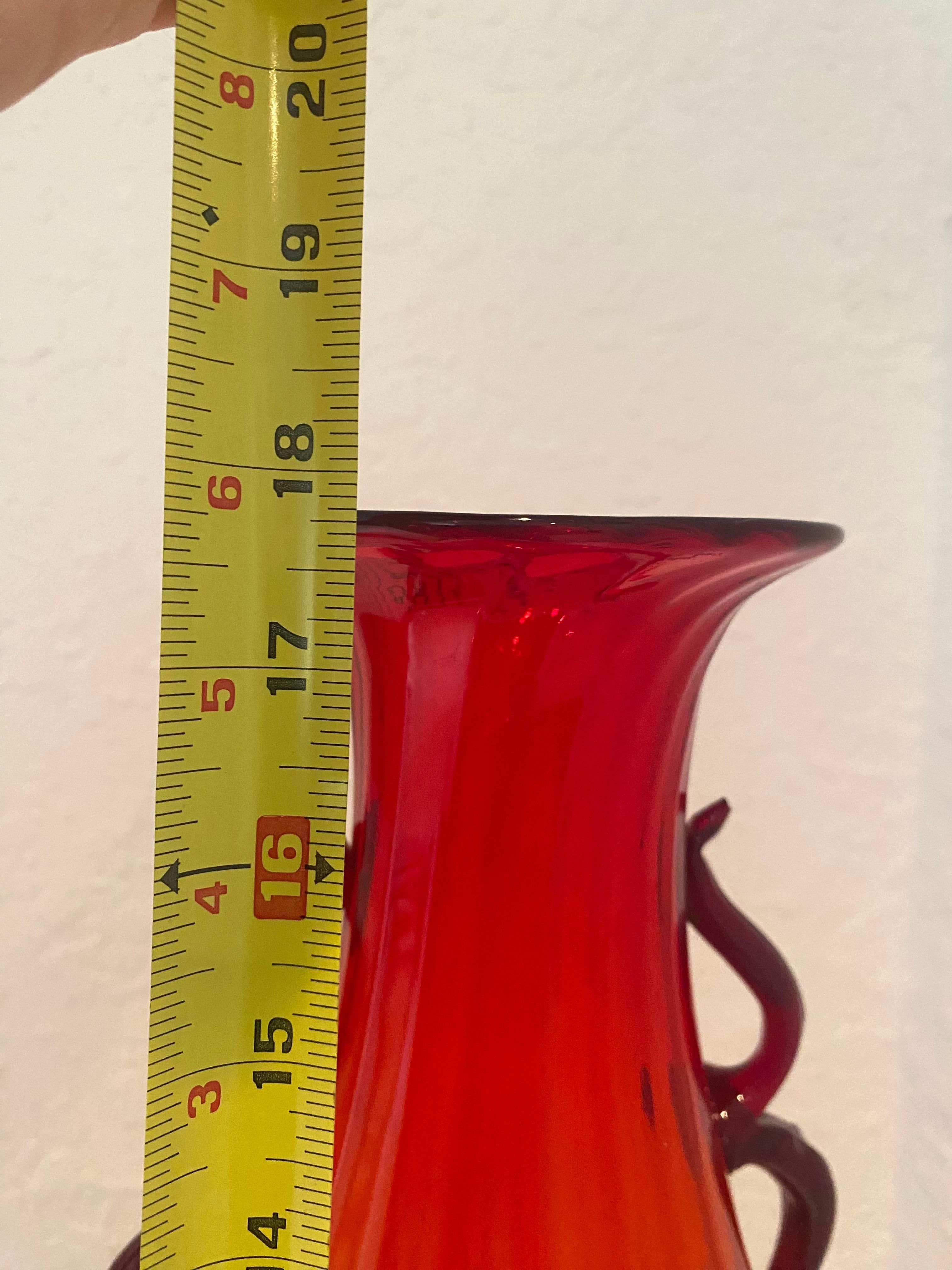 Fratelli Toso  Vaso monumentale in vetro rosso di Murano alto 18 pollici del 1930 in vendita 11