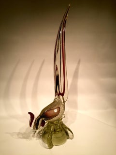 Fratelli Toso 1950 Multi-Color Cock in Murano Glass with Air Bubbles