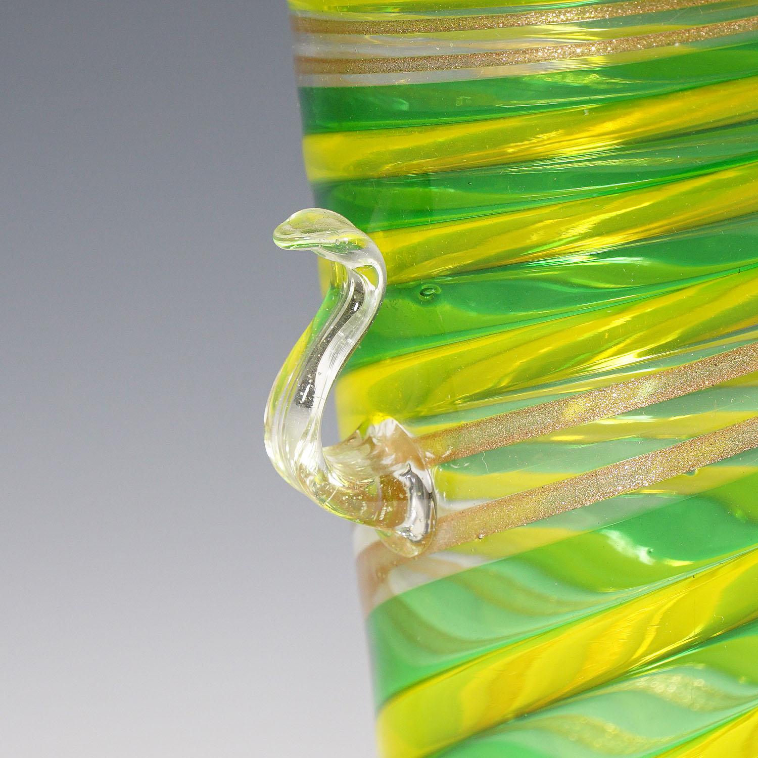 Mid-Century Modern Fratelli Toso 'A Canne' Vase with Aventurin, Murano, Italy ca. 1965