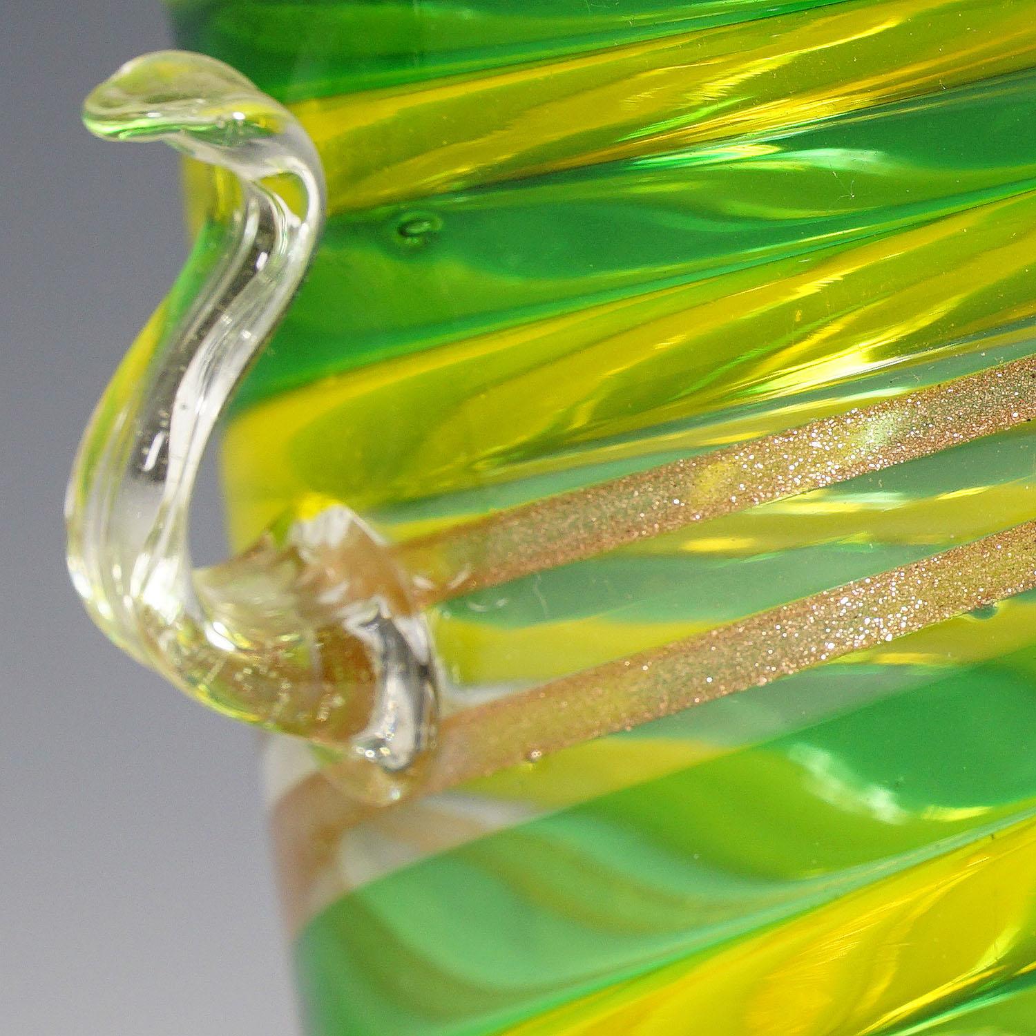 Italian Fratelli Toso 'A Canne' Vase with Aventurin, Murano, Italy ca. 1965