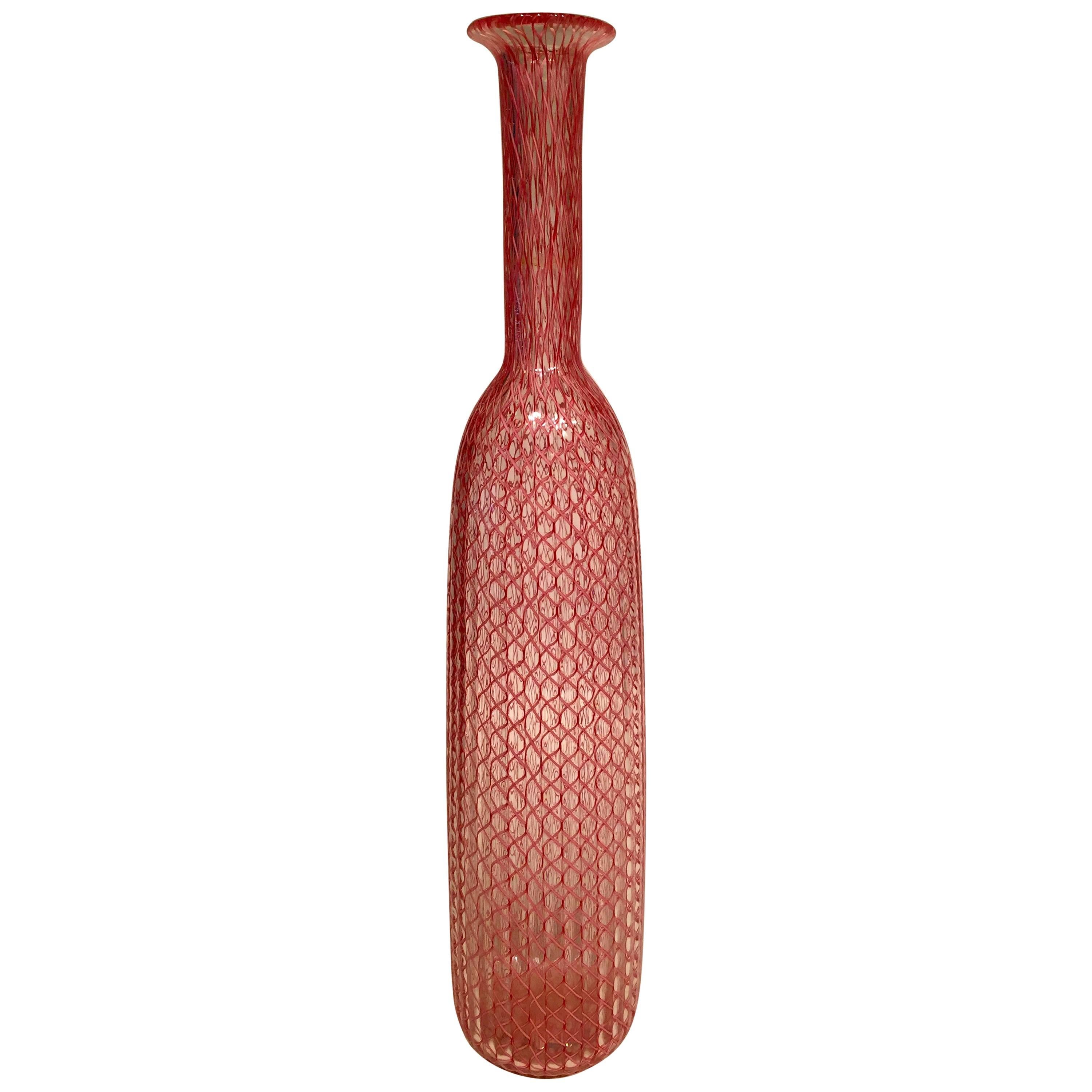 FRATELLI TOSO Art Deco Murano Glass Pink Single Flower Vase, circa 1930 For Sale