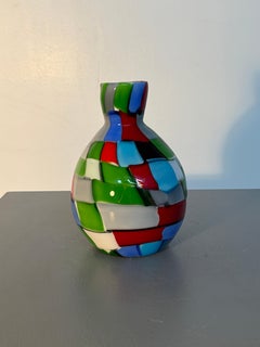 Fratelli Toso Attributed Murano Multicolored Patchwork Art Glass Vase