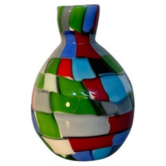 Fratelli Toso Attributed Murano Multicolored Patchwork Art Glass Vase