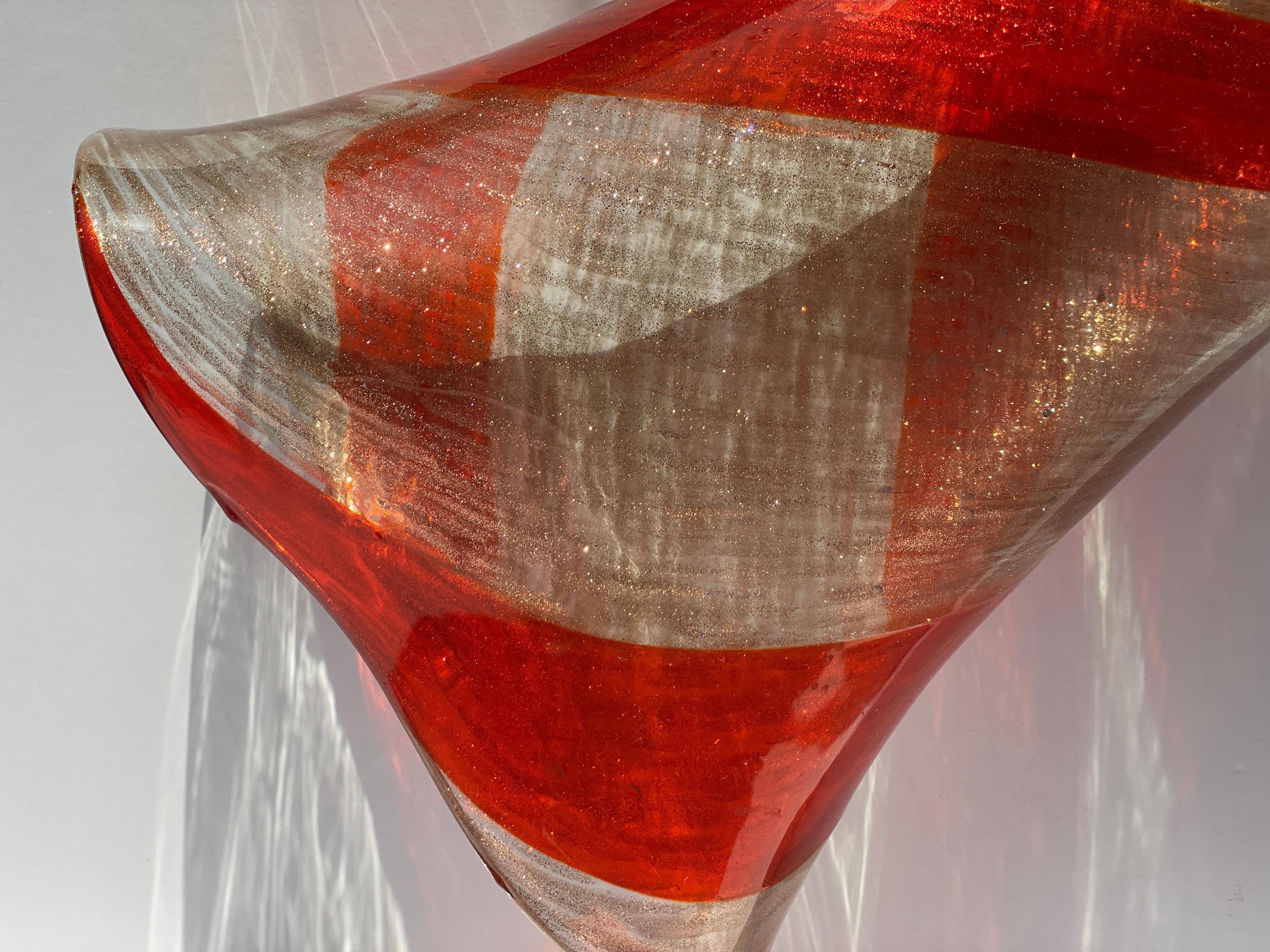 Vaso in avventurina con volute arancioni di Fratelli Toso, vetro di Murano moderno del Medioevo in vendita 2