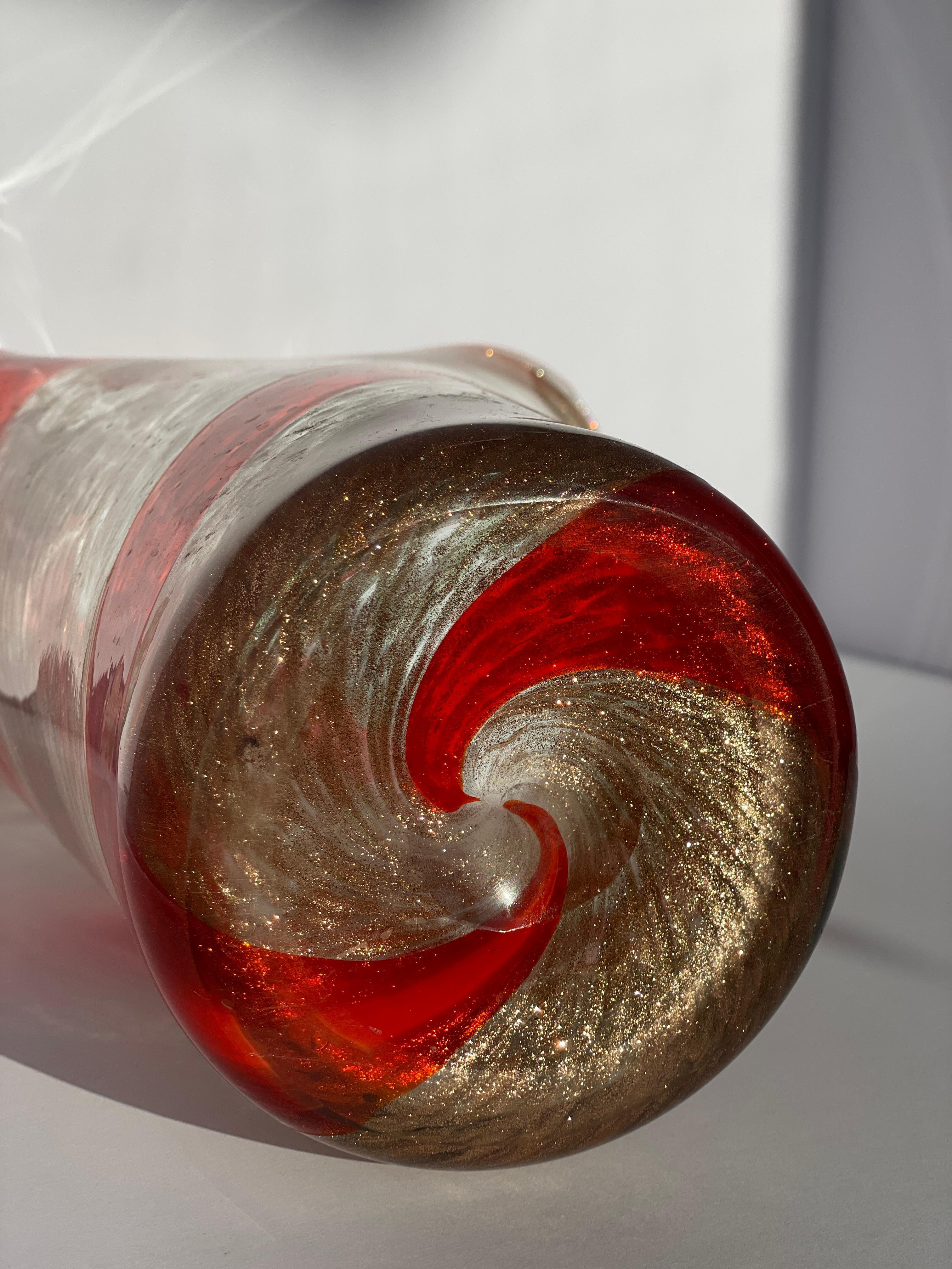 Vaso in avventurina con volute arancioni di Fratelli Toso, vetro di Murano moderno del Medioevo in vendita 4