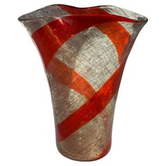 Fratelli Toso Aventurine Vase with Orange Swirl Mid-Century Modern Murano Glass