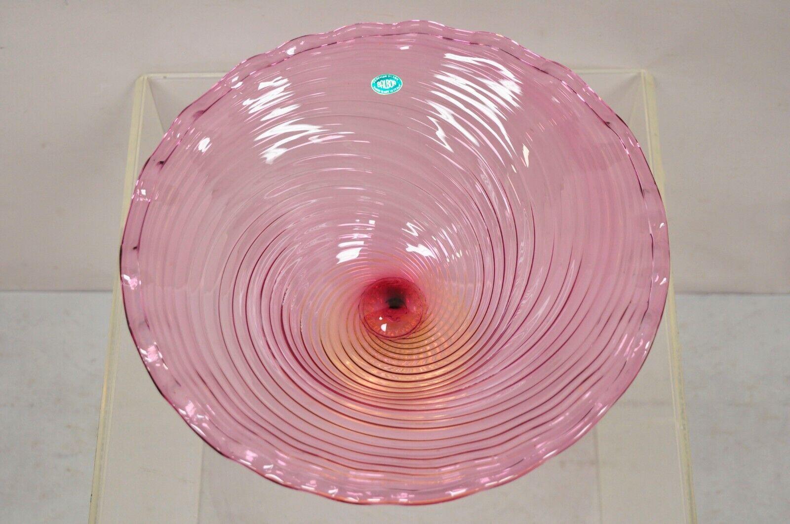 Mid-Century Modern Fratelli Toso Balboa Venetian Blown Art Glass Pink Swirl Gold Flecks Fruit Bowl