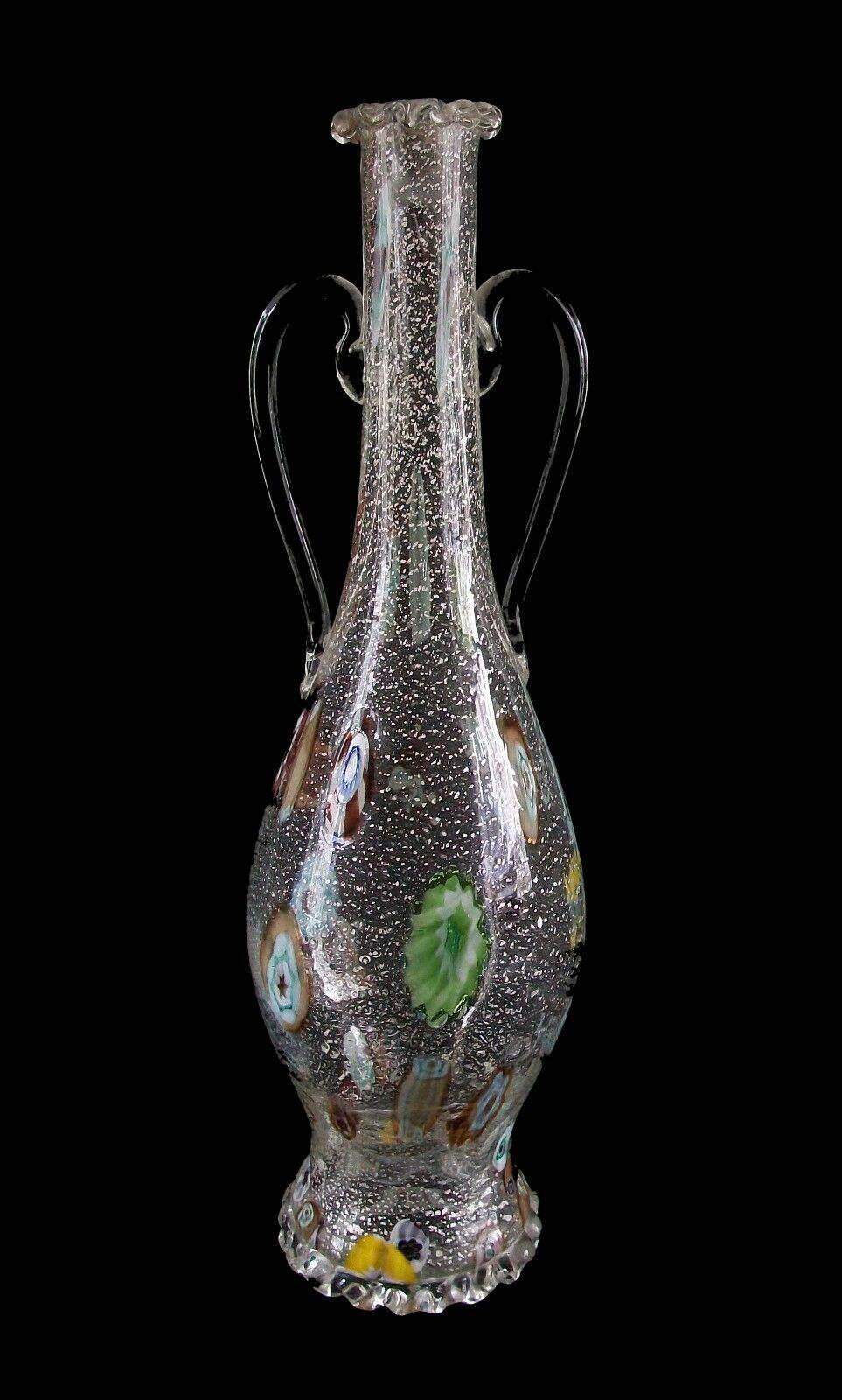 Mid-Century Modern Fratelli Toso - Early Venetian Crystal Millefiori Decanter - Italy - C.1950's For Sale