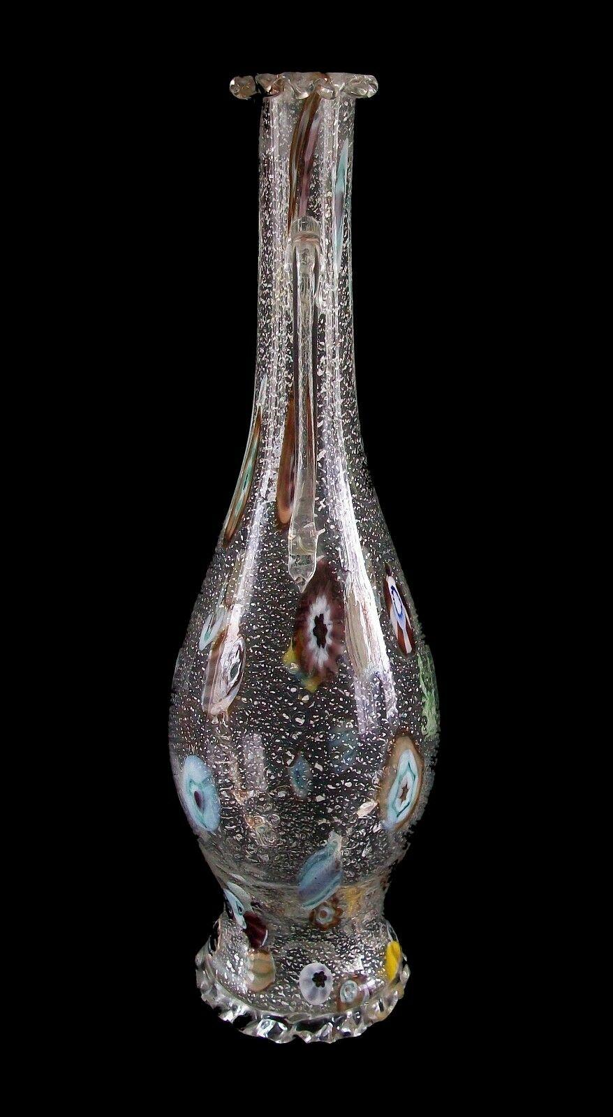 Italian Fratelli Toso - Early Venetian Crystal Millefiori Decanter - Italy - C.1950's For Sale