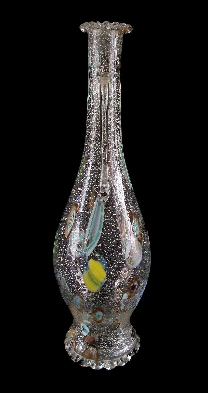 Hand-Crafted Fratelli Toso - Early Venetian Crystal Millefiori Decanter - Italy - C.1950's For Sale