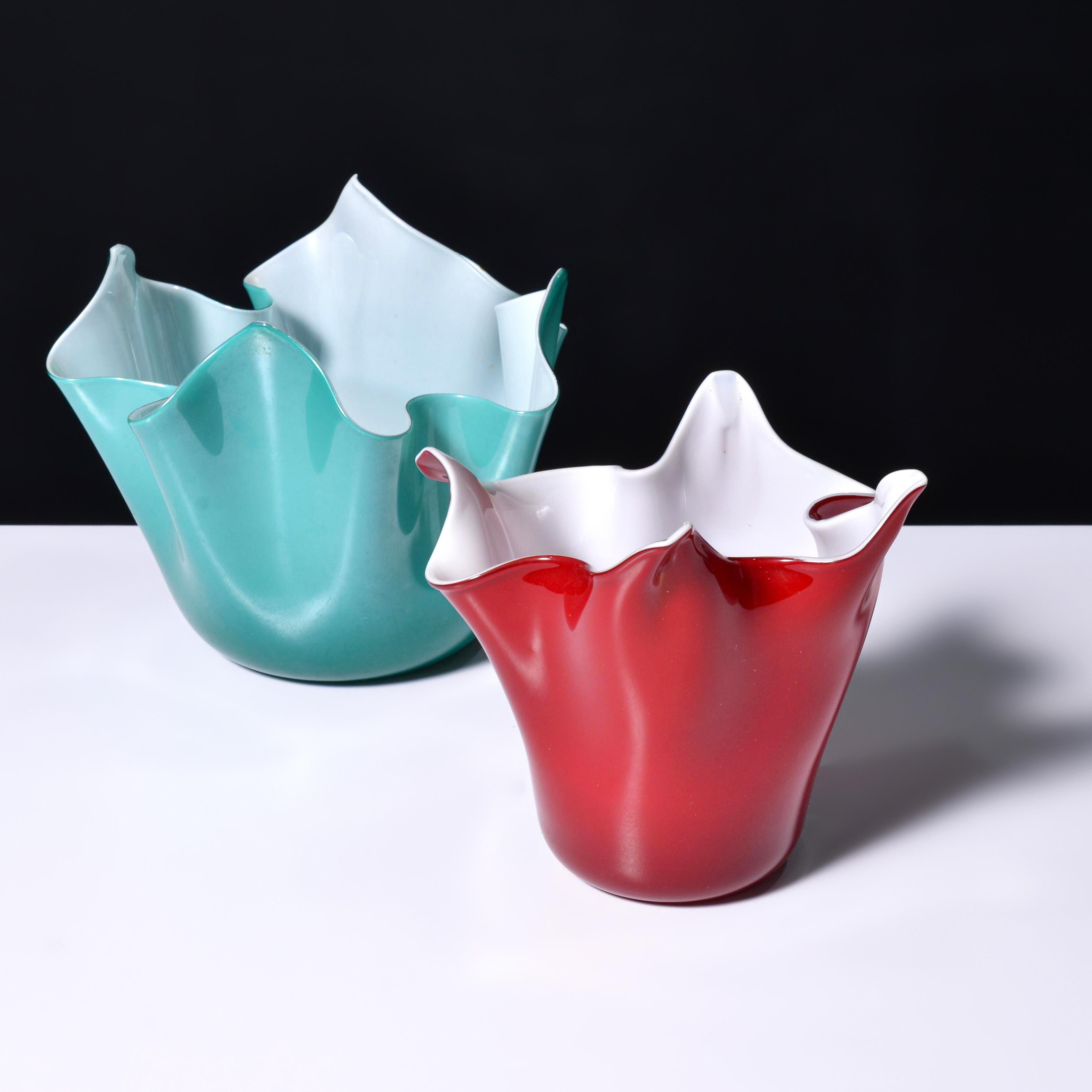 Blown Glass Fratelli Toso FAZZOLETTO Handkerchief Vases, Leslie Pina Collection, Priced Each For Sale