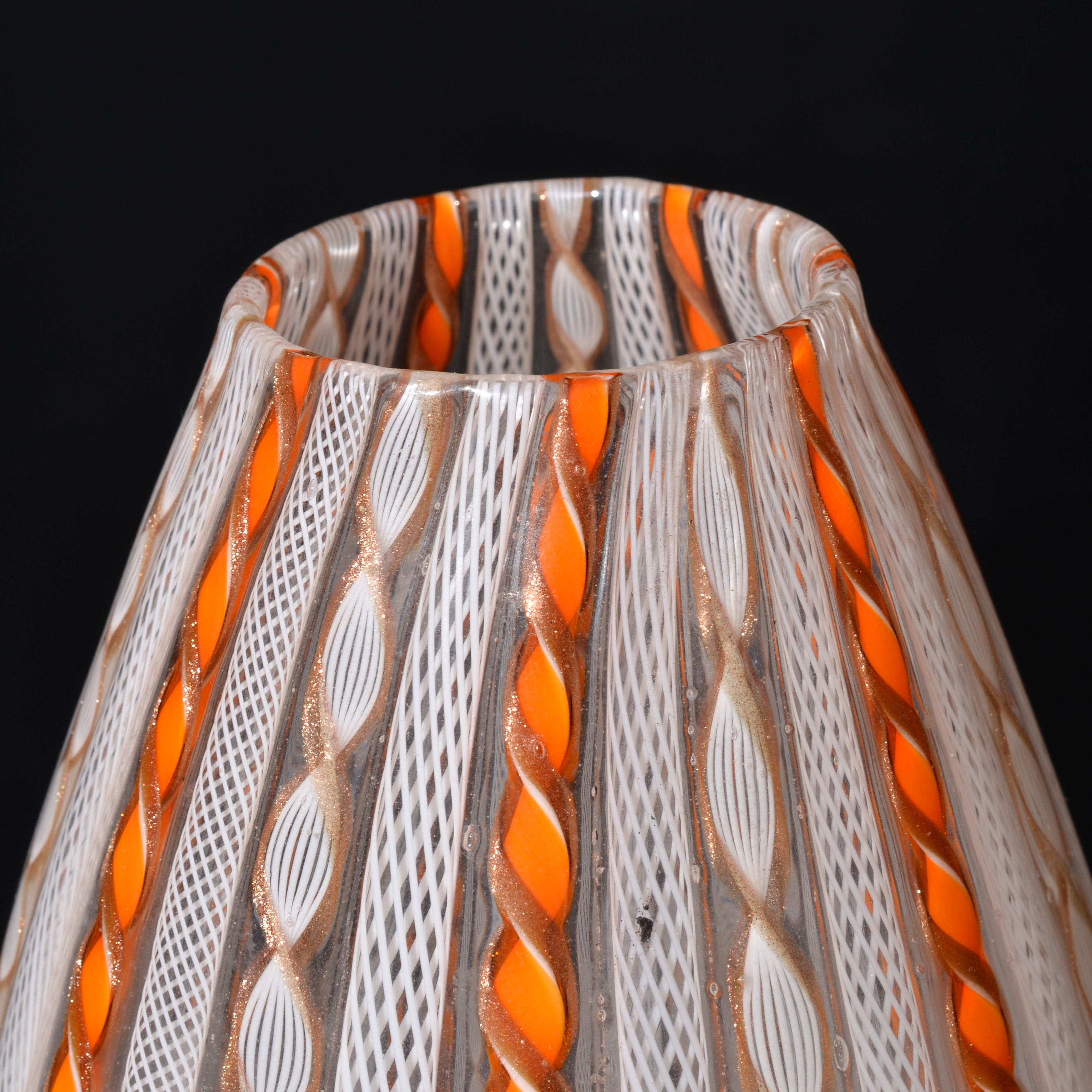 Italiano Vaso Fratelli Toso FILIGRANA, Collection'S Pina in vendita