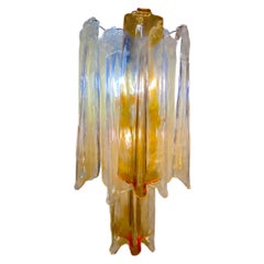Aplique de cristal de Murano Fratelli Toso con estructura cromada , Italia 1970