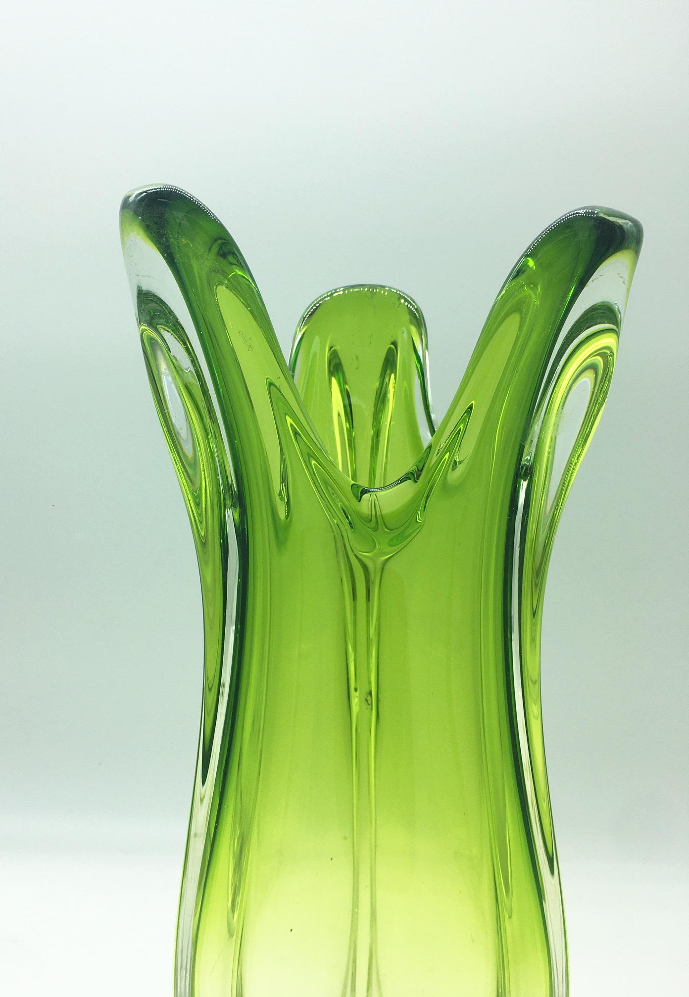 murano glass vase green