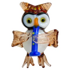 Fratelli Toso Italian Venetian Murano Millefiori Owl Figurine, Italy, 1950s