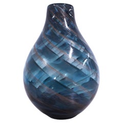 Große Art-Déco-Tropfen-Vase aus Muranoglas von Fratelli Toso in Goldblau