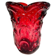 Fratelli Toso grand vase rouge en verre de Murano circa 1950