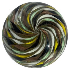 Fratelli Toso Mid-Century Latticino Swirl Paperweight with Gold Flecks