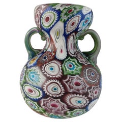 Fratelli Toso Millefiori Canes Murano Multicoloured Glass Vase