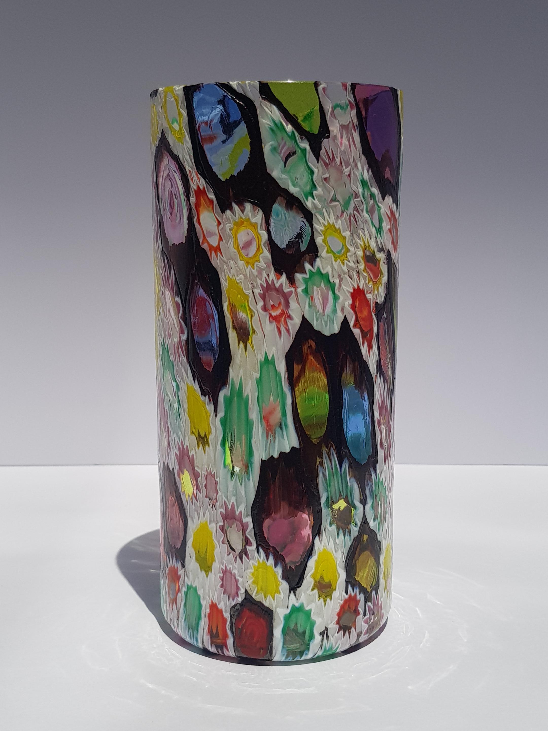 Seltene, farbenfrohe Mosaikvase von Fratelli Toso in einem 