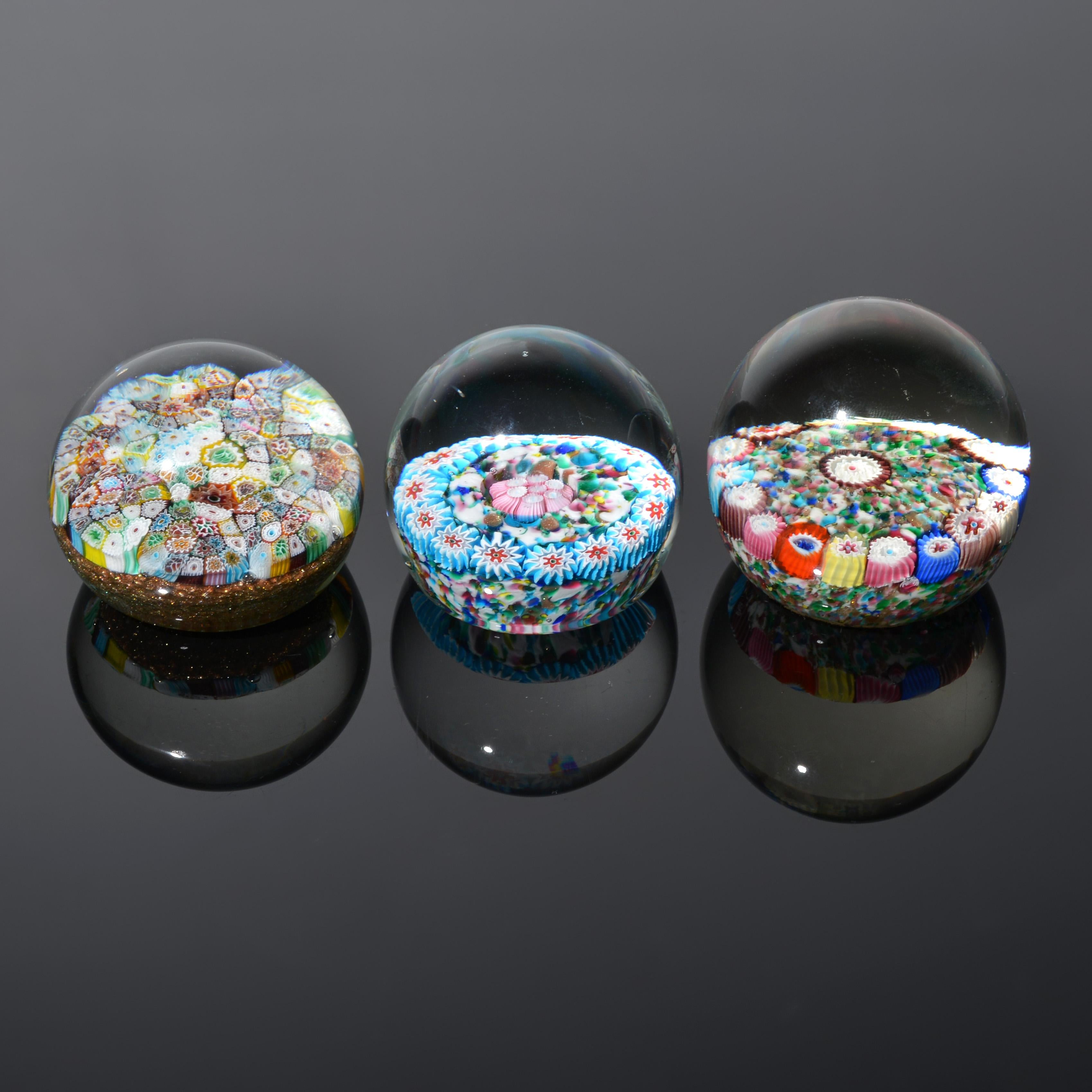 Italian Fratelli Toso MILLEFIORI Paperweights, Leslie Pina Collection For Sale