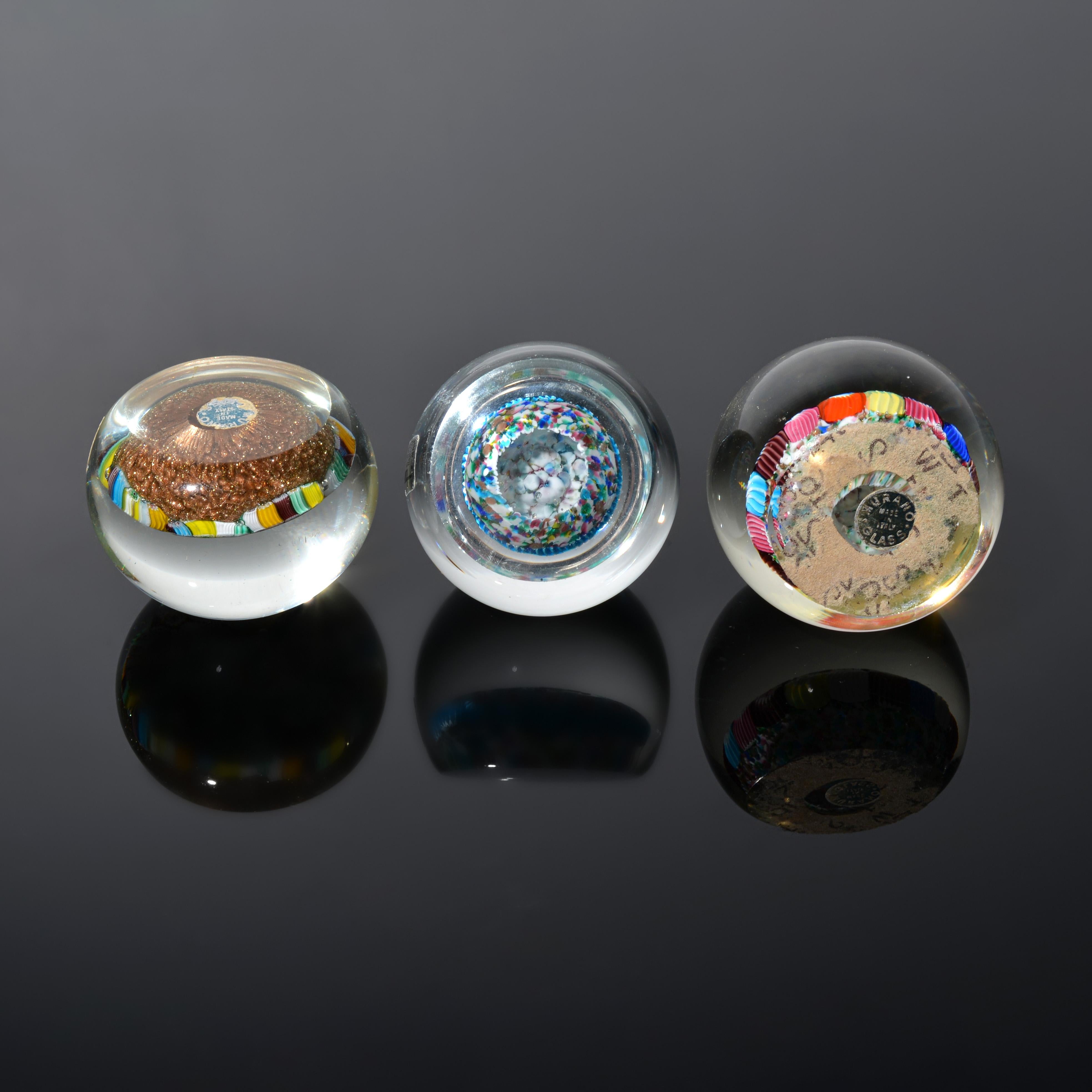 Fratelli Toso MILLEFIORI Paperweights, Leslie Pina Collection In Good Condition For Sale In Lake Worth Beach, FL