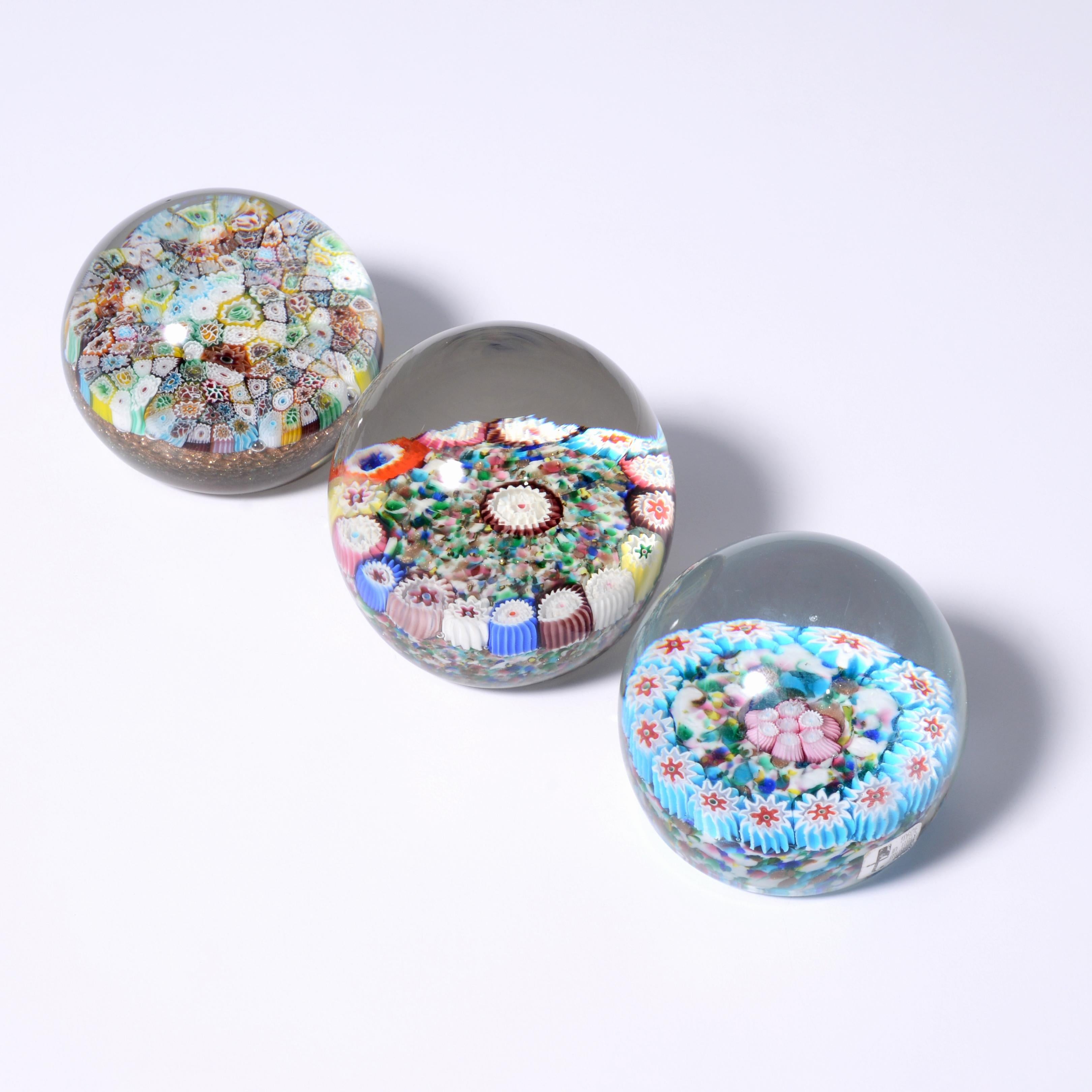 20th Century Fratelli Toso MILLEFIORI Paperweights, Leslie Pina Collection For Sale