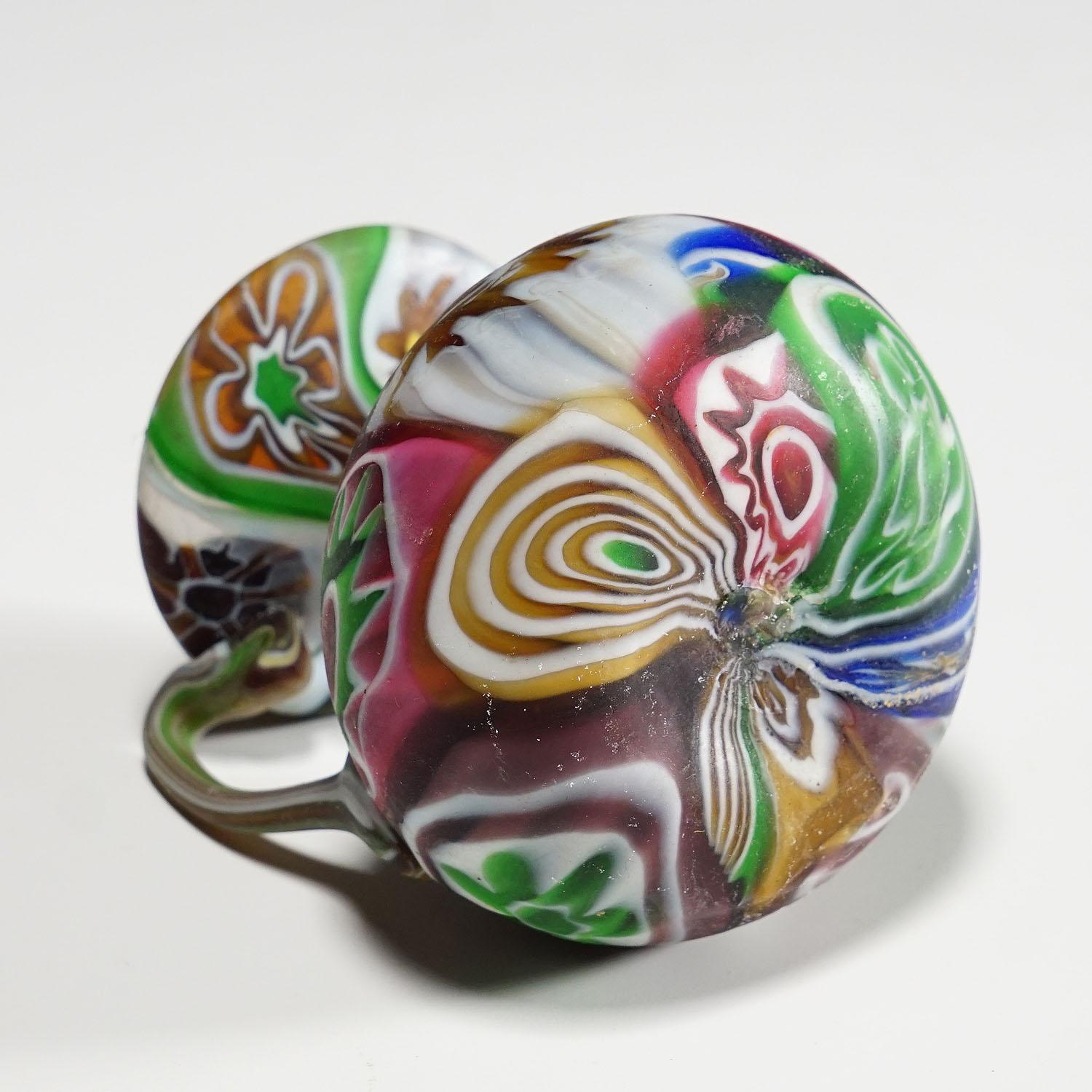 Art Glass Fratelli Toso Millefiori Pitcher with Multicoloured Murrines, Murano, 1910 For Sale