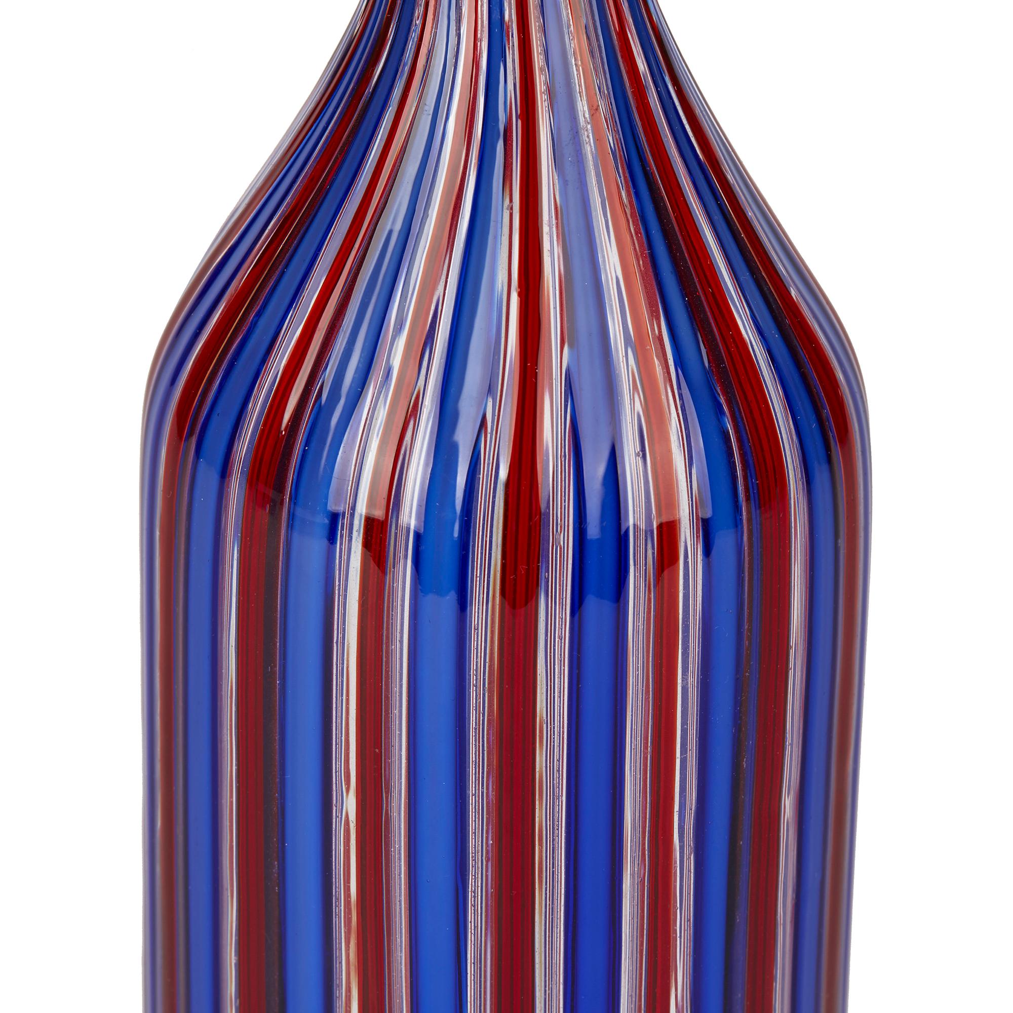 Fratelli Toso Murano a Canne Art Glass Bottle Vase, circa 1950 In Good Condition In Bishop's Stortford, Hertfordshire