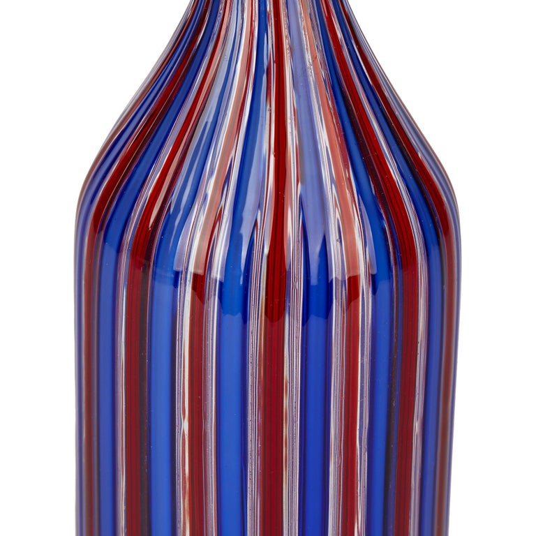 Mid-20th Century Fratelli Toso Murano a Canne Art Glass Bottle Vase, circa 1950