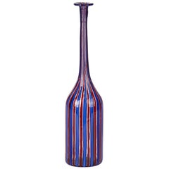 Vintage Fratelli Toso Murano a Canne Art Glass Bottle Vase, circa 1950