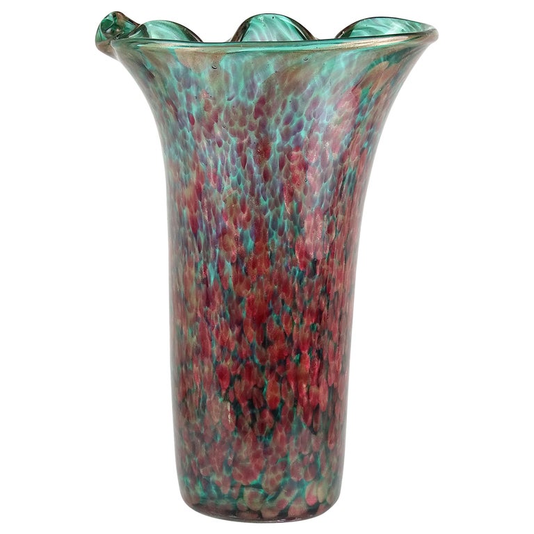 Fratelli Toso Murano Amethyst Green Aventurine Italian Art Glass