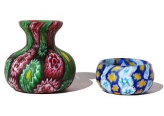 Fratelli Toso Murano Antique Millefiori Mosaic Italian Art Glass Mini Vase Bowl