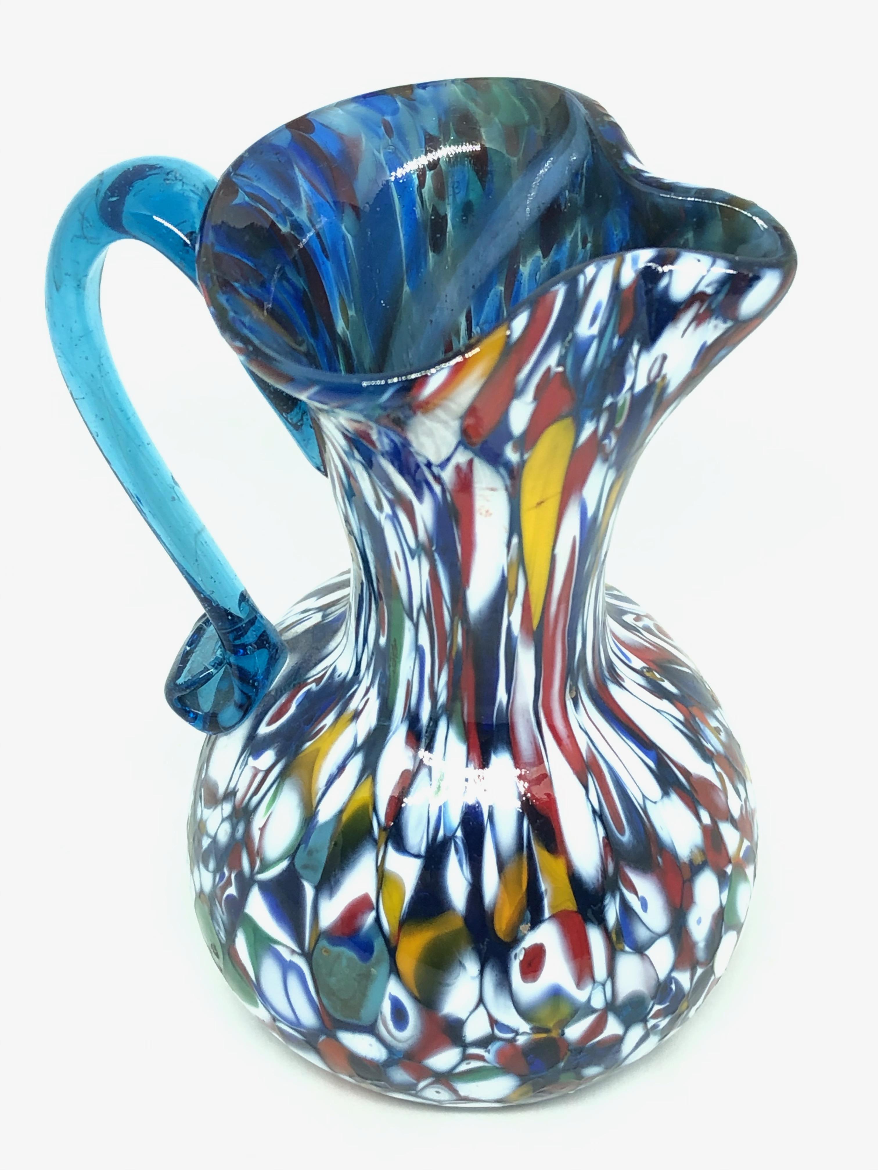 Italian Fratelli Toso Murano Art Glass Neoclassical Glass Jug Vase, Italy, 1960s For Sale