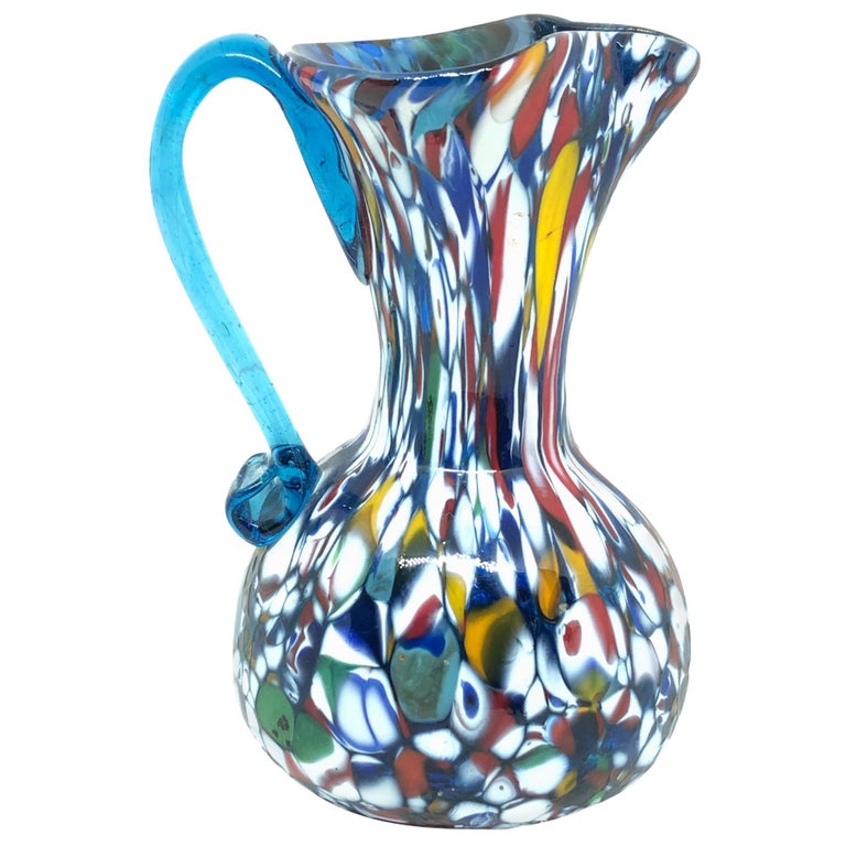 Fratelli Toso Murano Art Glass Neoclassical Glass Jug Vase, Italy